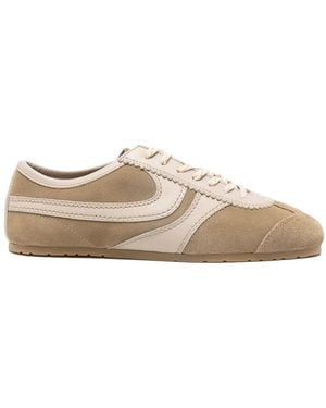Dries Van Noten Suede Trainers With Leather Inserts - Natural