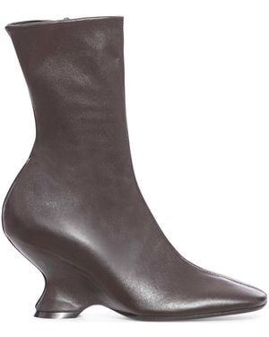 Dries Van Noten Leather Bootie - Brown