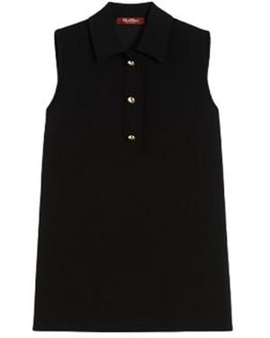 Max Mara Cady Polo Golf Blouse - Black
