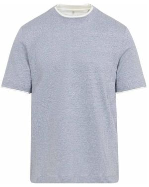 Brunello Cucinelli Bicolour T-Shirt - Blue