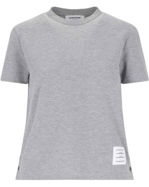 Thom Browne Retro Tricolour Detail T-Shirt - Grey