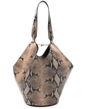 KHAITE Lotus Small Leathet Bucket Bag - Metallic