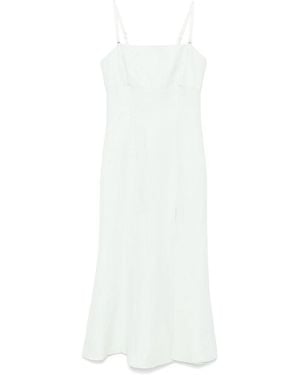 Twinset Aqua Midi Dress With Side Slit - White