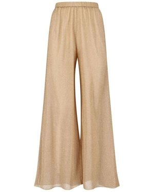 Oséree Lumière Metallic Wide-Leg Sheer Trousers - Natural