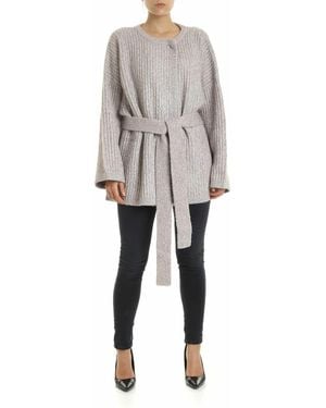 See By Chloé Belted Crewneck Cardigan - Gray