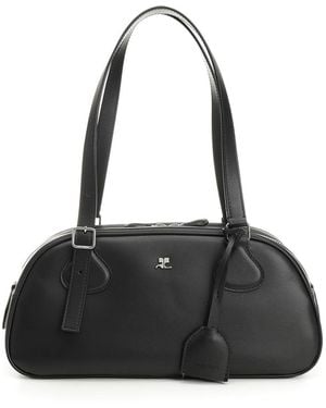Courreges Medium Leather Bag - Black