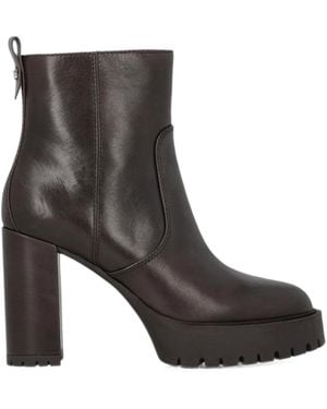 Pinko Clara Leather Ankle Boots - Brown