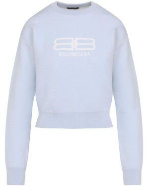 Balenciaga Cropped Pullover - Blue
