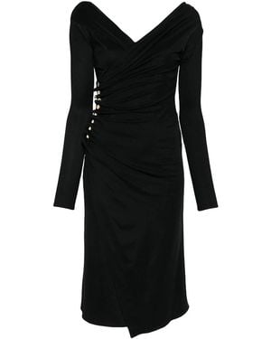 Elisabetta Franchi Side-Button Draped Dress - Black