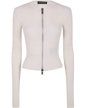 Ann Demeulemeester Terna Cropped Zipped Cardigan Cotton - White