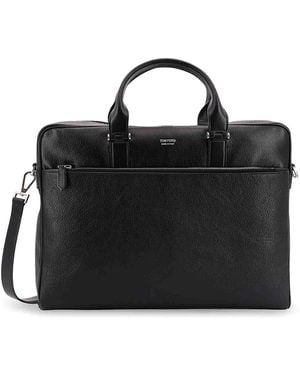 Tom Ford Leather Work Bag With Logo - Black