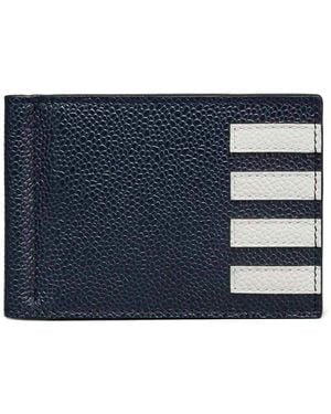 Thom Browne Money Clip Wallet W/ Side 4 Bar Stripes - Blue