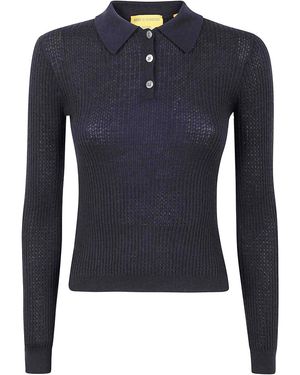 Guest In Residence Long Sleeves Cashmere Polo Shirt - Blue