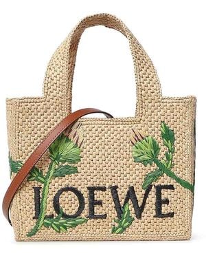 Loewe Font Small Raffia Tote Bag - Natural