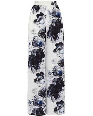McQueen Viscose Trousers With Floral Print For - Black