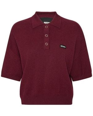 ROTATE BIRGER CHRISTENSEN Burgundy Polo Shirt With Logo Patch - Red