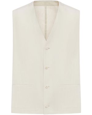Lardini Tailored Linen And Cotton Blend Vest - White