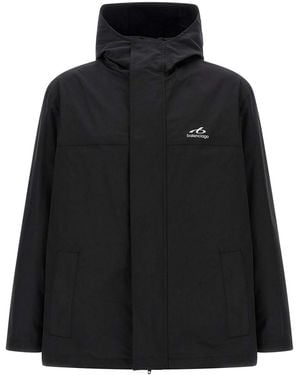Balenciaga Windbreaker With Logo - Black