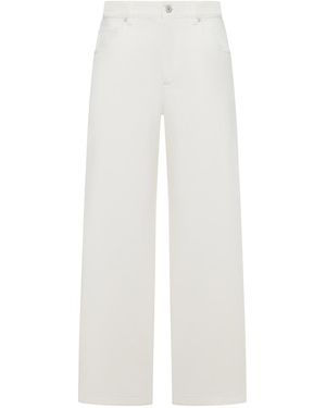 Brunello Cucinelli Wide Leg Cotton Pants - White