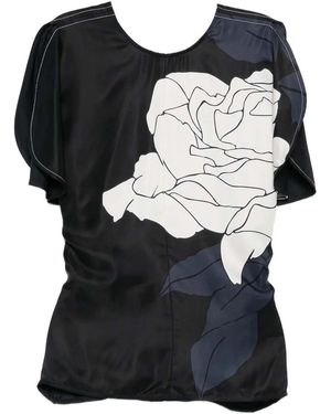 Victoria Beckham Sm Top With Flower Drape - Black