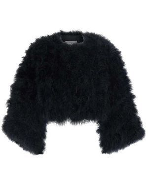 Yves Salomon Cropped Feather Jacket - Black