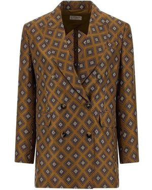 Alberto Biani Tie-Print Blazer - Brown