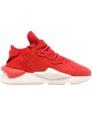 Y-3 Logo Embossed Lace-Up Sneakers - Red