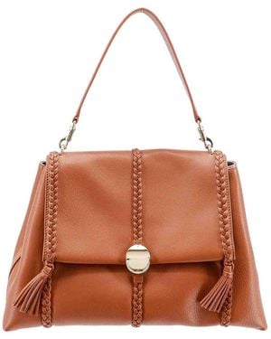 Chloé Leather Shoulder Bag With Engraved Logo - Brown