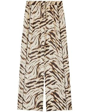 Ganni Printed Stretch Satin Elasticated Pants - White