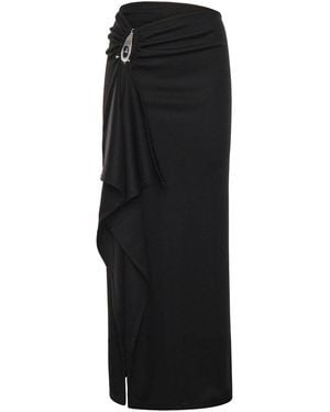 Christopher Esber Crystal Ribbed Knit Long Skirt - Black