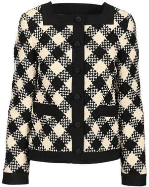 Valentino Garavani Damier Checked Boucl Tweed Jacket - Black