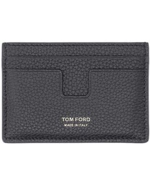 Tom Ford Hammered Leather Card Holder - Grey