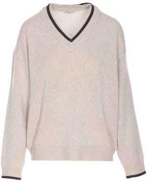 Brunello Cucinelli Logo Jumper - Natural