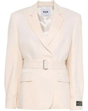 MSGM Jacket With Belt - Natural