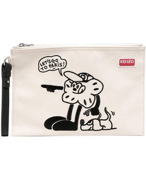 KENZO Cotton Clutch Bag - White