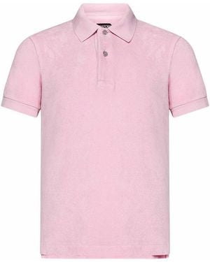 Tom Ford Cotton Blend Towelling Polo Shirt - Pink