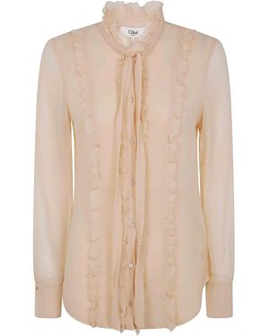 Chloé Elegant Silk Fit Shirt For - Natural