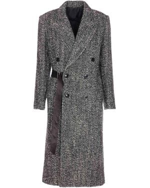 Isabel Marant Herringbone Double-Breasted Coat - Grey