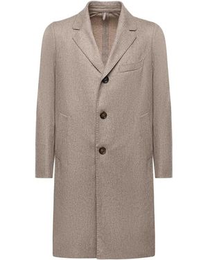 Santaniello Single-Breasted Wool Blend Coat - Natural