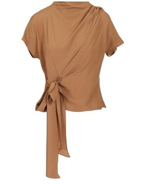 FEDERICA TOSI Crepe De Chine Blouse - Brown
