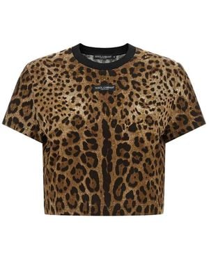 Dolce & Gabbana Leo Cropped T-Shirt - Brown