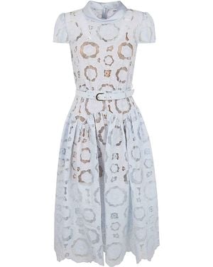 Self-Portrait Floral Lace Midi Dress - White