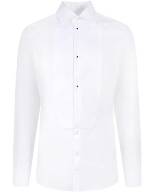 Dolce & Gabbana Cotton Shirt With Frontal Plastron - White