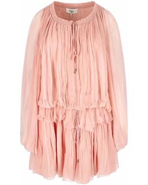 Chloé Mini Silk Dress - Pink
