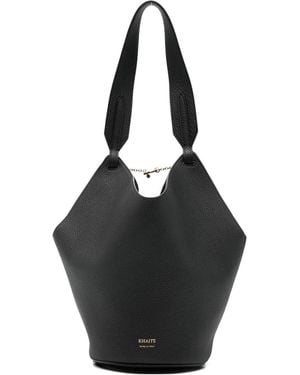 KHAITE Lotus Mini Leather Bucket Bag - Black