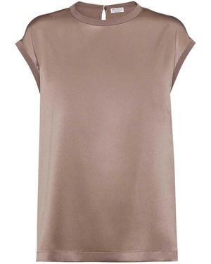 Brunello Cucinelli T-Shirt With 'Monili' - Brown