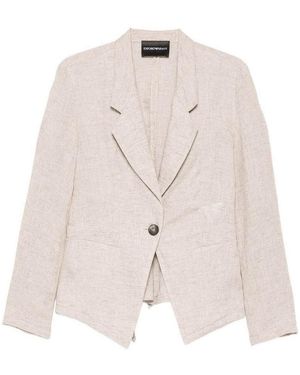 Emporio Armani Linen Single-Breasted Jacket - White