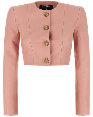 Balmain Lion Head Bolero Blazer - Pink
