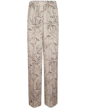 Peserico Fluid Viscose Satin Trousers - Natural