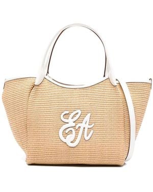 Emporio Armani Medium Straw Tote Bag - Natural